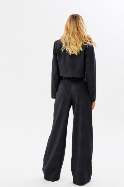 Брюки прямого кроя в полоску из текстиля для делового образа FAMA 24026 графит_белая_ полоска - фото 8