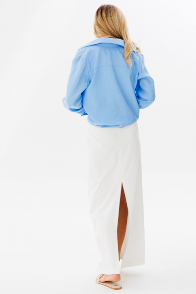 Рубашка классическая голубая из вискозы для офиса и повседневности FAMA 24027 голубой - фото 10