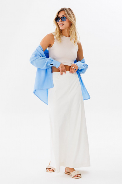 Рубашка классическая голубая из вискозы для офиса и повседневности FAMA 24027 голубой - фото 8