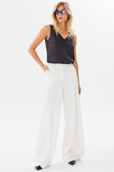 Топ свободный с декольте из текстиля для повседневных комбинаций FAMA 24031 темный_графит - фото 6