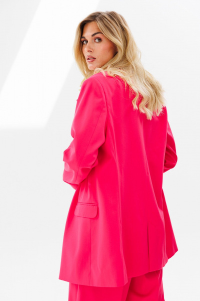 Костюм розовый брючный с жакетом из поливискозы для повседневных образов FAMA 24034-2 фуксия - фото 8