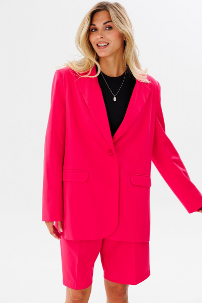 Комплект из жакета и шортов из поливискозы для стильных образов FAMA 24035-2 фуксия - фото 6