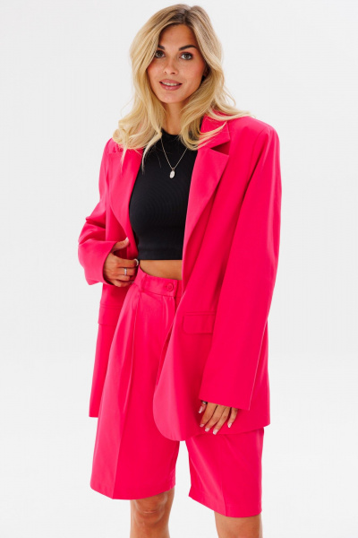Комплект из жакета и шортов из поливискозы для стильных образов FAMA 24035-2 фуксия - фото 3