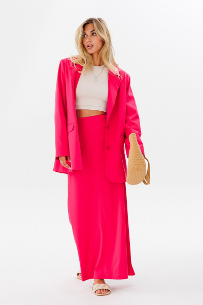 Жакет и юбка комплект на каждый день из текстиля FAMA 240036-2 фуксия - фото 6