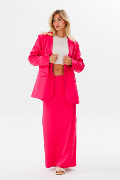 Жакет и юбка комплект на каждый день из текстиля FAMA 240036-2 фуксия - фото 2