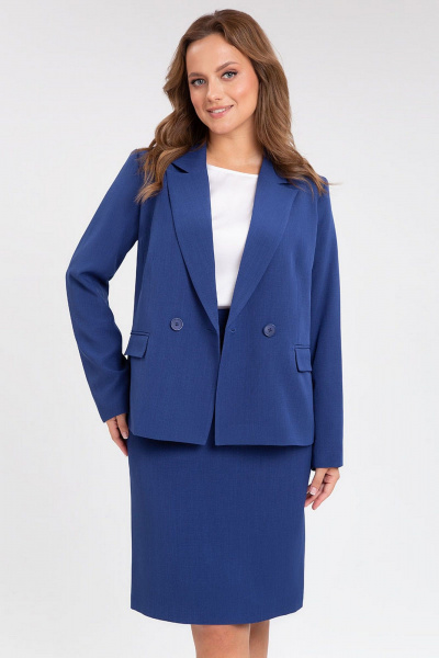 Классический костюм 2-ка из текстиля с юбкой и жакетом IVARI 10709 синий - фото 3