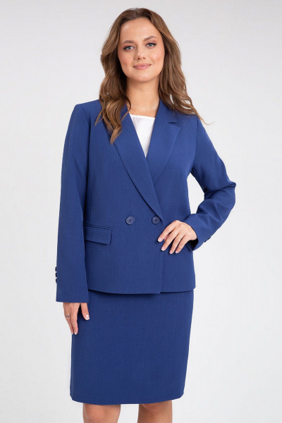 Классический костюм 2-ка из текстиля с юбкой и жакетом IVARI 10709 синий - фото 2