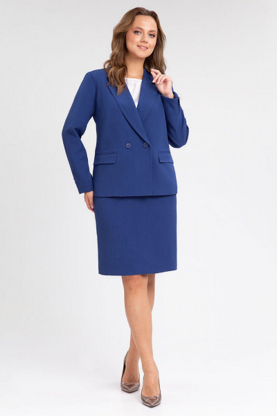 Классический костюм 2-ка из текстиля с юбкой и жакетом IVARI 10709 синий - фото 1