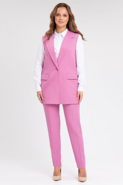 Костюм 2-ка из костюмного полотна с зауженными брюками IVARI 20403/1 лиловый - фото 2