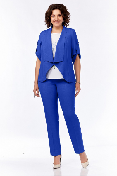 Блуза, брюки, жакет Ольга Стиль С-176/1 васильковый - фото 1