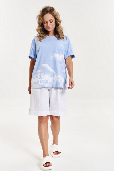 Шорты из льна с нашивками и металлической фурнитурой AVE RARA 4065 белый - фото 1