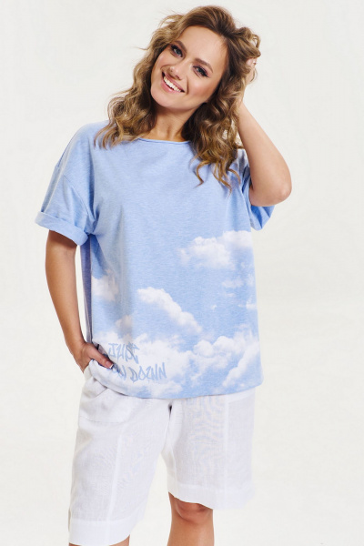 Шорты из льна с нашивками и металлической фурнитурой AVE RARA 4065 белый - фото 2