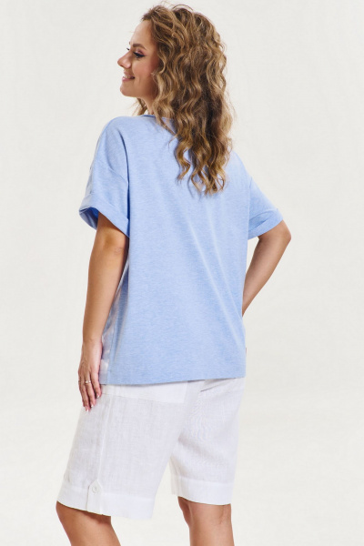 Шорты из льна с нашивками и металлической фурнитурой AVE RARA 4065 белый - фото 3