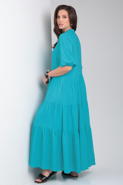 Летнее бирюзовое платье реглан из вискозы с воланами Andina city 8029-1 бирюза - фото 2
