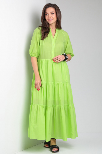 Летнее зеленое платье реглан с подкладкой и воланами Andina city 8029-4 лайм - фото 8