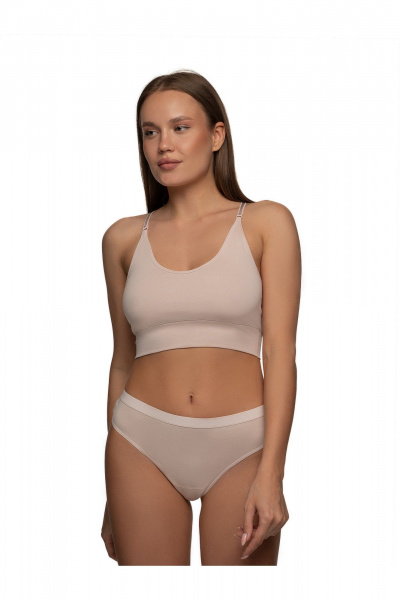 Трусы стринги хлопковые на каждый день BRAVO 407L серебристый_пион - фото 1