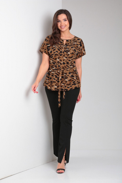 Летняя блуза из вискозы с поясом и разрезами Modema м.768 - фото 7