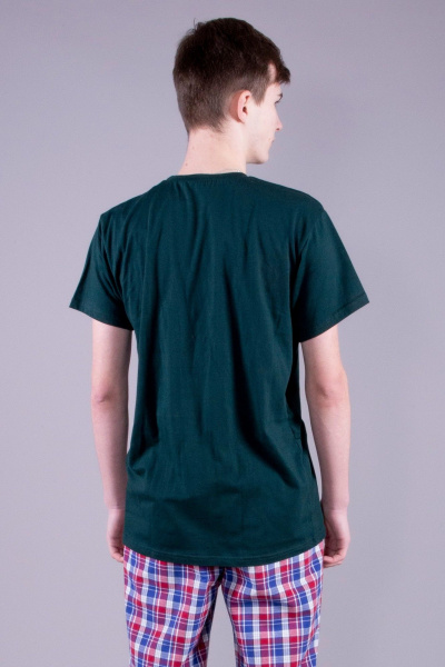 Круглогодичная хлопковая футболка в стиле домохобби 8 Марта 16377-4С510Д40-182,188 зеленый - фото 3