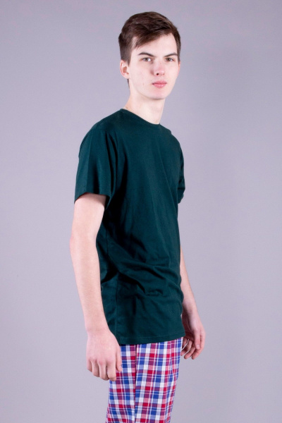 Круглогодичная хлопковая футболка в стиле домохобби 8 Марта 16377-4С510Д40-182,188 зеленый - фото 2