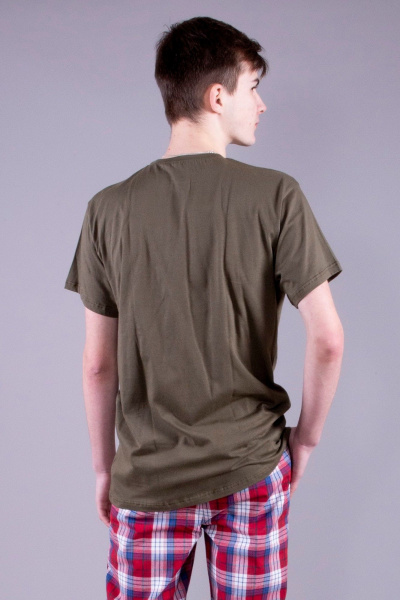 Футболка трикотажная хлопковая на каждый день зеленая 8 Марта 16377-4С510Д40-182,188 оливковый - фото 3