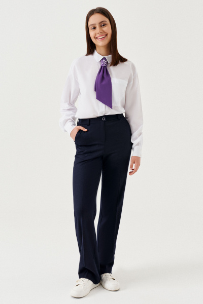 Прямые деловые брюки из поливискозной ткани Panda Kids 264761A-158 Синий - фото 1