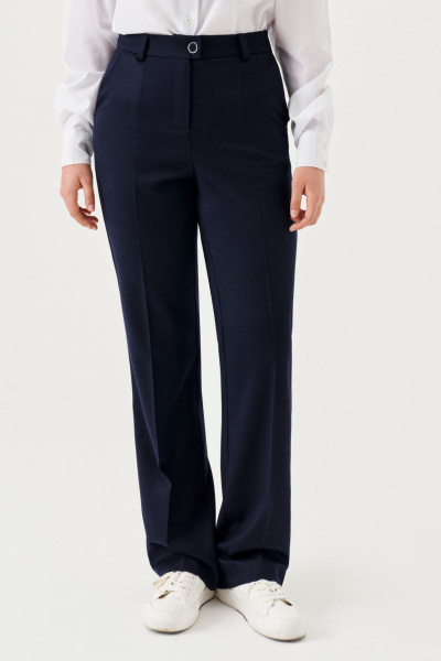 Прямые деловые брюки из поливискозной ткани Panda Kids 264761A-158 Синий - фото 3