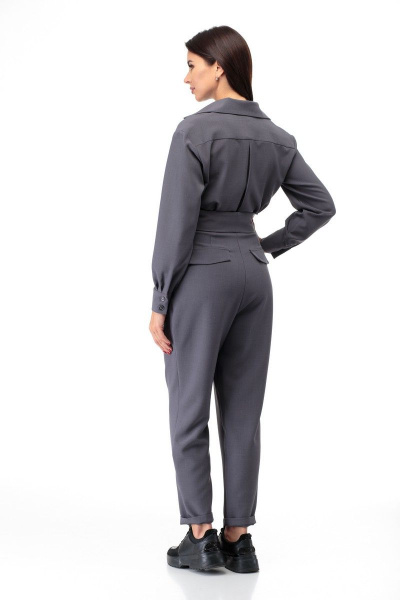 Комбинезон полуприлегающий из костюмной ткани со складками Anelli 887 графит - фото 7