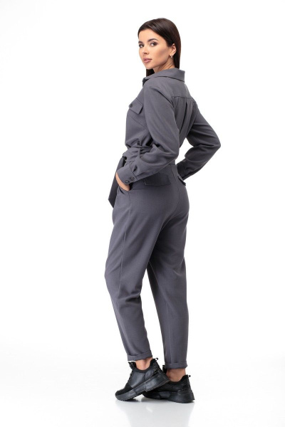 Комбинезон полуприлегающий из костюмной ткани со складками Anelli 887 графит - фото 6