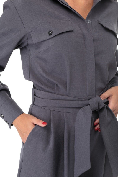 Комбинезон полуприлегающий из костюмной ткани со складками Anelli 887 графит - фото 3