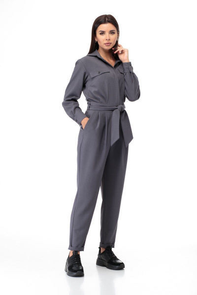 Комбинезон полуприлегающий из костюмной ткани со складками Anelli 887 графит - фото 1