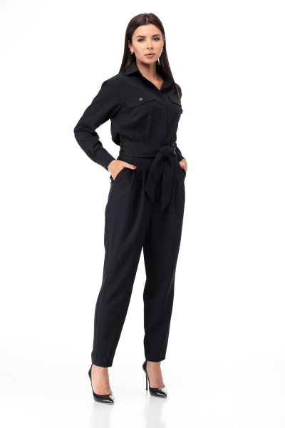 Комбинезон из костюмной ткани, черный, на каждый день Anelli 887 черный - фото 2