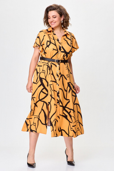 Летнее платье из штапеля с принтом и ремнем Bonna Image 909 - фото 6