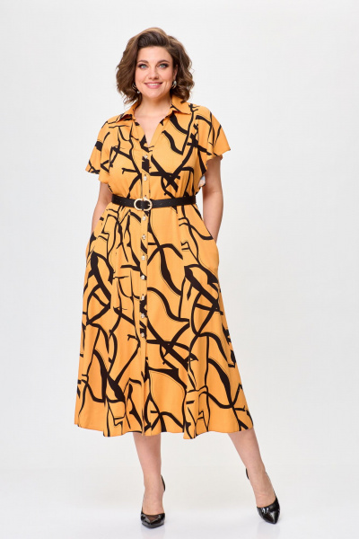Летнее платье из штапеля с принтом и ремнем Bonna Image 909 - фото 1