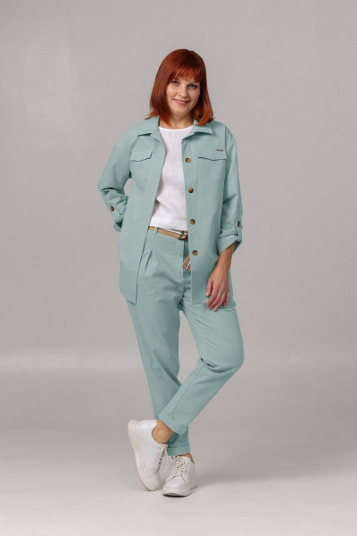 Летний комплект из рубашки и зауженных брюк Соджи 616 ментол - фото 1