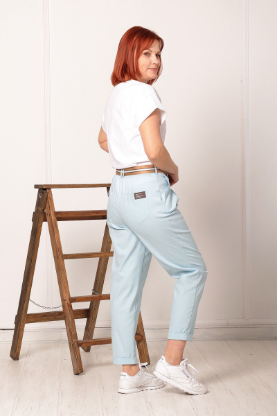 Летние зауженные брюки и рубашка из хлопка Соджи 616 голубой - фото 5