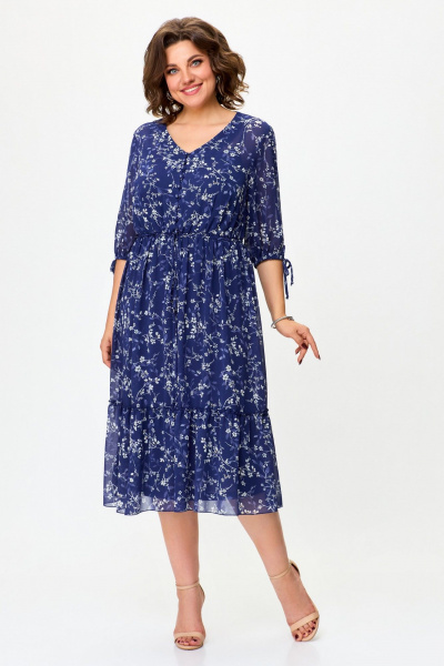 Платье из шифона с воланами и комбинированным низом на резинке Svetlana-Style 2013 сине-голубой - фото 1