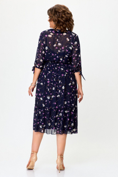 Платье с воланами из шифона и эластичной ткани для летнего образа Svetlana-Style 2013 темно-синий - фото 2