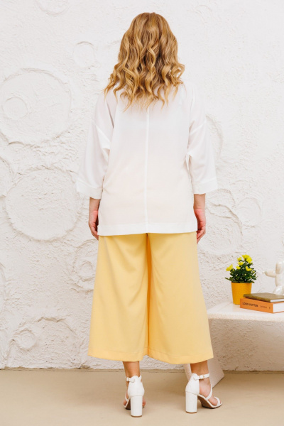 Летний комплект из брюк-кюлотов и блузы Michel chic 1362 молоко,шампань - фото 6