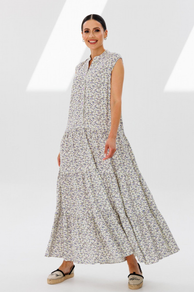 Платье из вискозы с горизонтальными воланами и кокетками Ларс Стиль 941 - фото 1