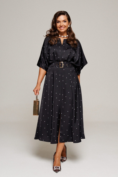 Платье, пояс Beautiful&Free 6180 черный+горох - фото 1