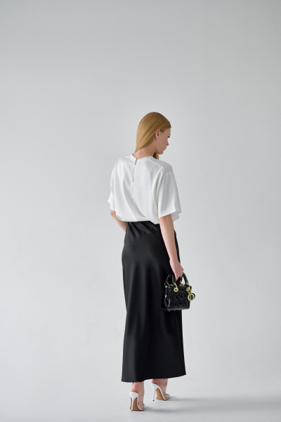 Юбка макси по косой из шелковистой ткани Мастер Мод 839амс чёрный - фото 2