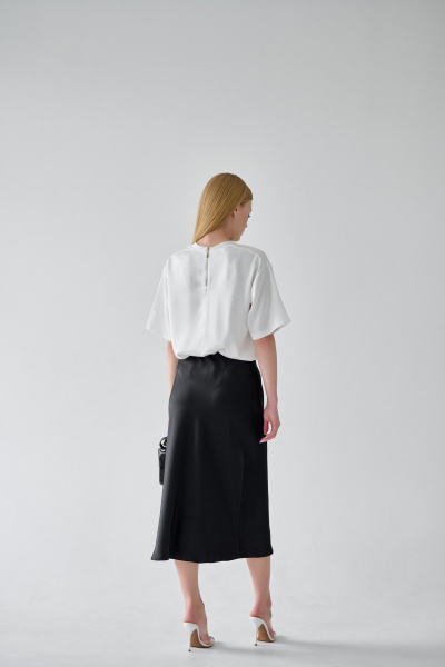 Юбка миди из шелковистой ткани по косой с потайной резинкой Мастер Мод 839ас чёрный - фото 2