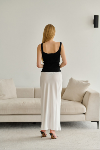 Юбка миди из шелковистого текстиля с боковой резинкой Мастер Мод 839амс молочный - фото 2