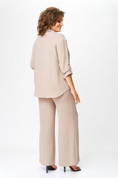 Бежевый костюм из легкой ткани с карманами и поясом VIPPRIMO 110 - фото 13