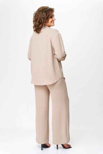 Бежевый костюм из легкой ткани с карманами и поясом VIPPRIMO 110 - фото 12