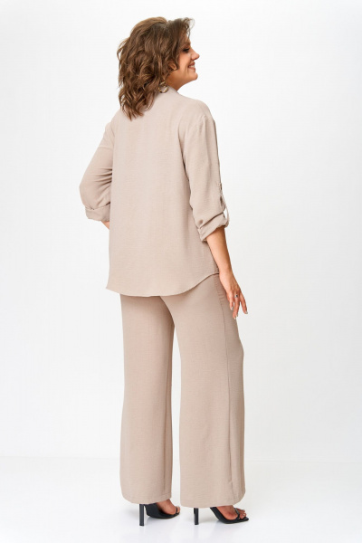 Бежевый костюм из легкой ткани с карманами и поясом VIPPRIMO 110 - фото 5