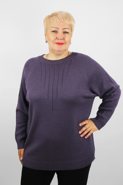 Демисезонный шерстяной джемпер с длинным рукавом Полесье С1716-23 4С8789-Д43 158,164 баклажан - фото 1