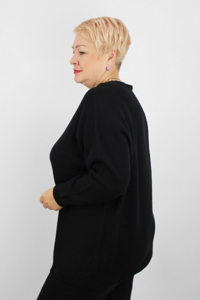Демисезонный шерстяной джемпер из вязаного трикотажа Полесье С1716-23 4С8789-Д43 158,164 глубокий_черный - фото 2