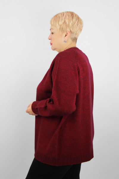 Демисезонный шерстяной джемпер из вязаного трикотажа Полесье С1716-23 4С8789-Д43 158,164 красный_бархат - фото 2