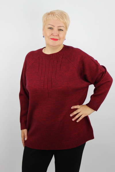 Демисезонный шерстяной джемпер из вязаного трикотажа Полесье С1716-23 4С8789-Д43 158,164 красный_бархат - фото 1